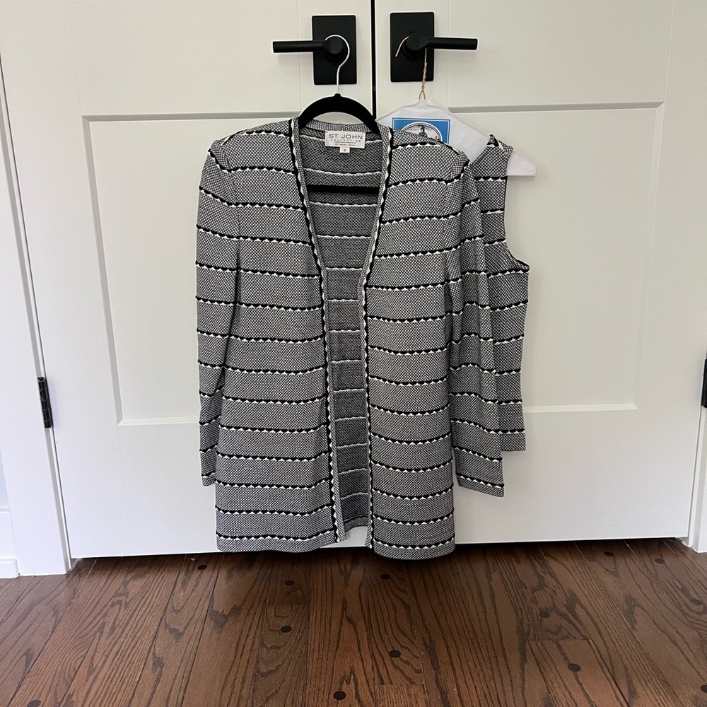 St. John Gray and Black Knit Two Piece Set